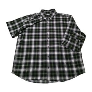 Eddie Bauer Flannel Shirt Mens L Green Plaid Long Sleeve Button Down Relaxed Fit